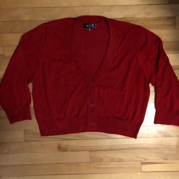 New Unworn 2XL Mak Red Cropped Retro Cropped Cardigan ModCloth - Picture 2 of 8